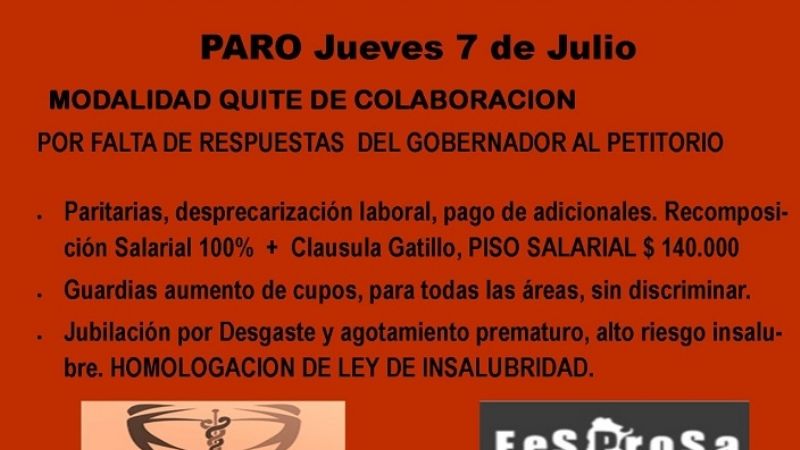 Nuevo paro en la salud pública