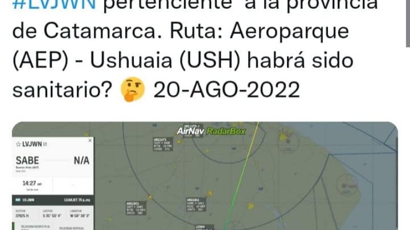 El avión sanitario de Catamarca voló a Ushuaia