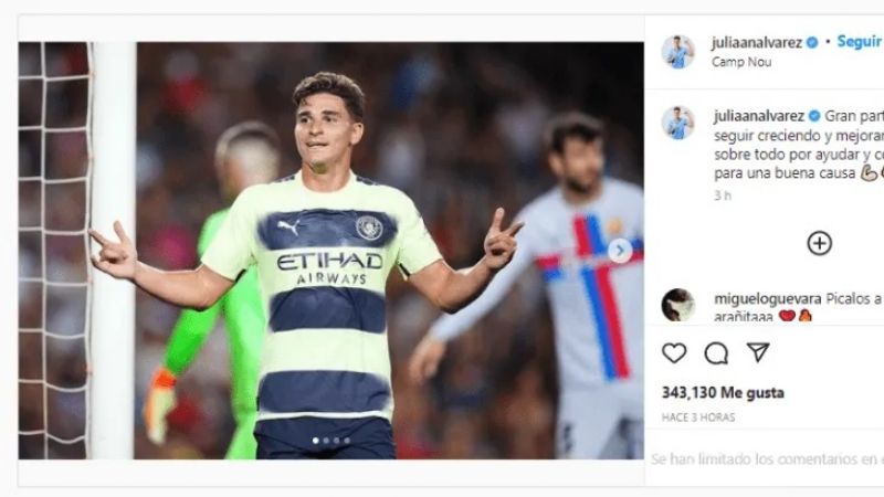 La felicitación de Guardiola y la alegría de Álvarez