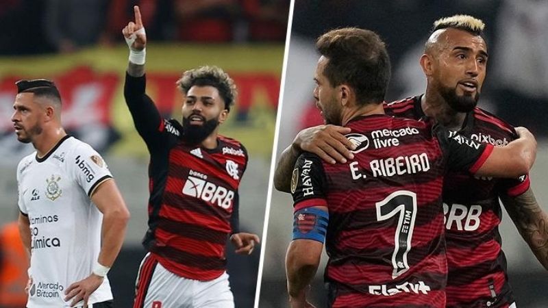 Flamengo venció 2-0 a Corinthians, en San Pablo