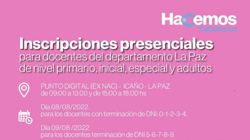 Inscripciones presenciales para docentes del departamento La Paz