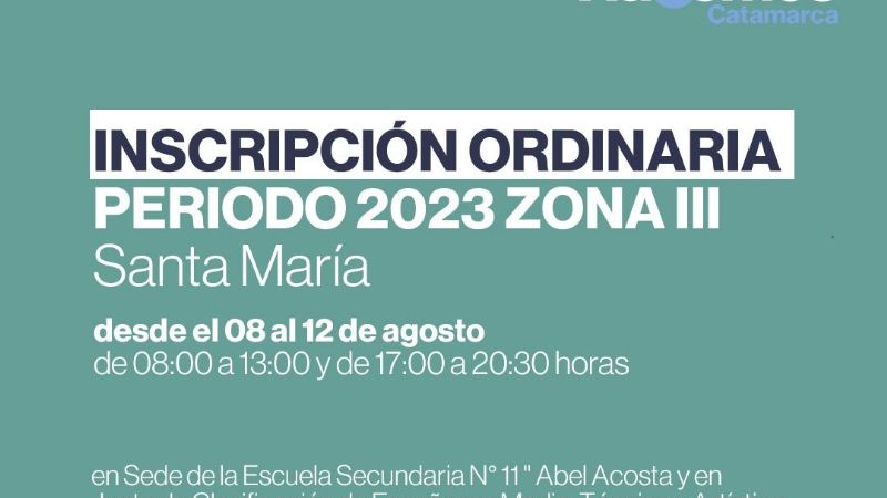 Inscripción para docentes de ZONA III: Santa María