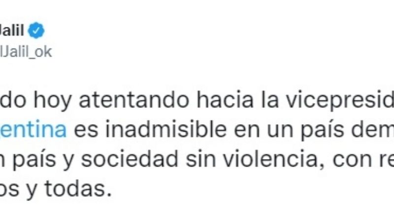 Para Jalil lo sucedido es "inadmisible"