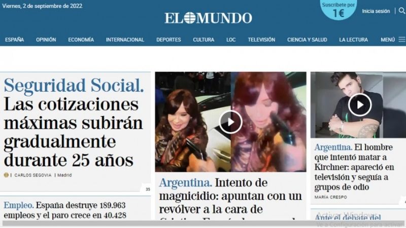 El atentado a la Vicepresidenta en los diarios del mundo