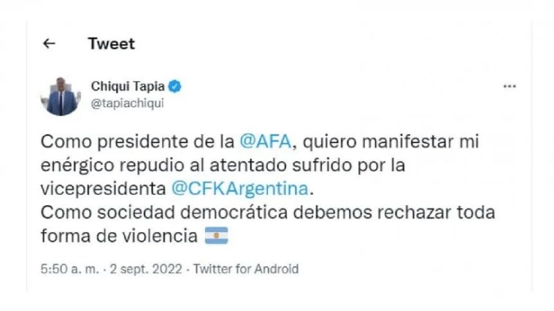 Repudio generalizado del fútbol, por ataque a Cristina