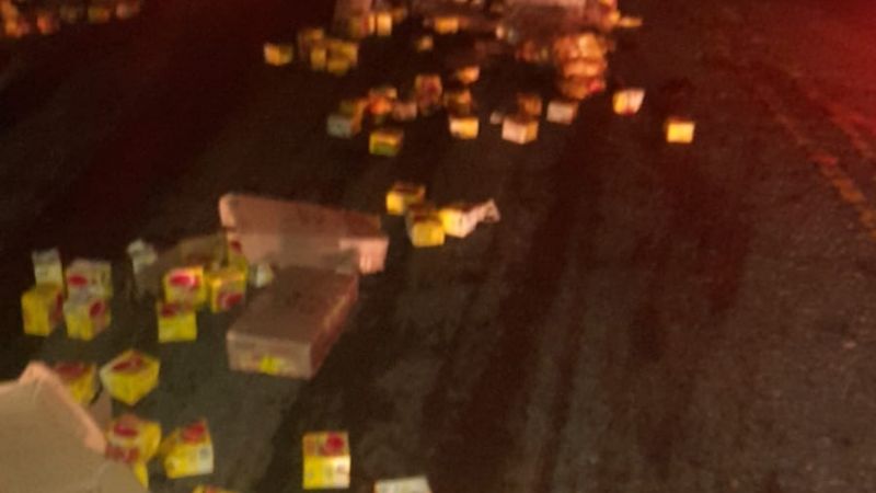 La gente se llevó puré de tomates tras volcar un acoplado