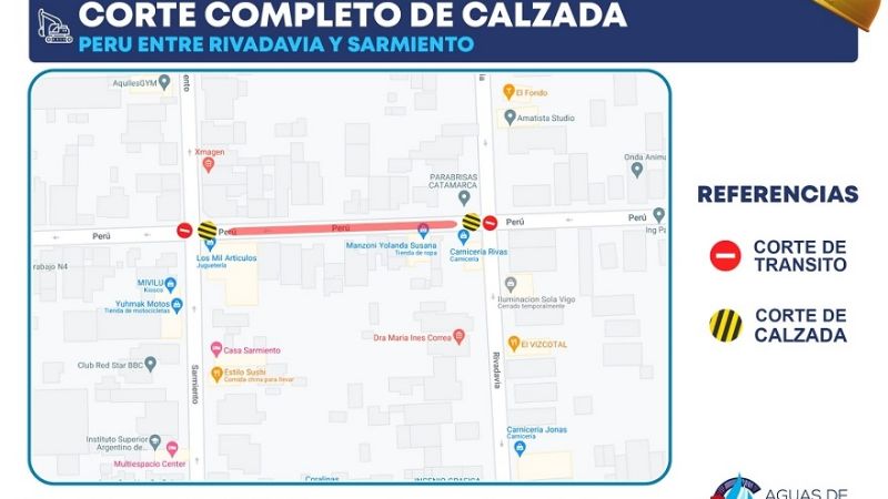 Por obra de cloacas, corte total de una calle