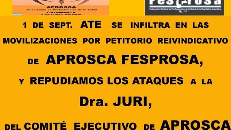Tensión por diferencias entre APROSCA y ATE Salud, que se movilizan casi a la misma hora