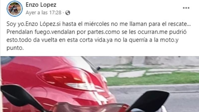 Le robaron una costosa moto al piloto Enzo López
