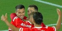 RIVER celebrando el primer gol ante Millonarios, de Emanuel Mamanna.