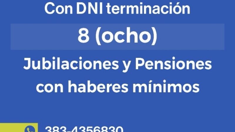 Jubilados con terminación de DNI 8