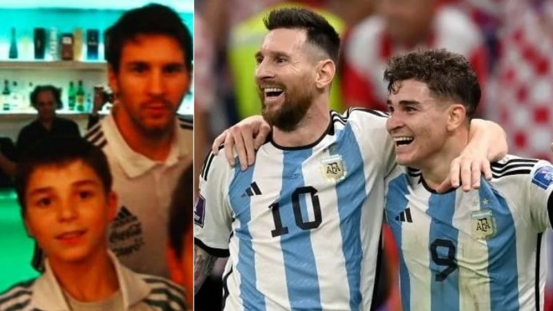 Julián Álvarez, de crecer, admirándolo, a jugar con Messi