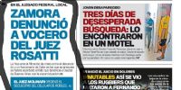 LA DENUNCIA DE ZAMORA en la tapa del diario 