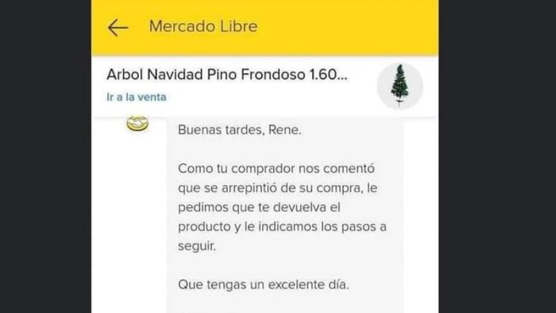 Compró el árbol de navidad, lo uso en las fiestas y lo devolvió