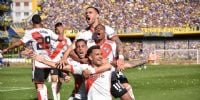 RIVER se encolumna en el festejo de Enzo Díaz, tras el segundo gol a Boca, en 