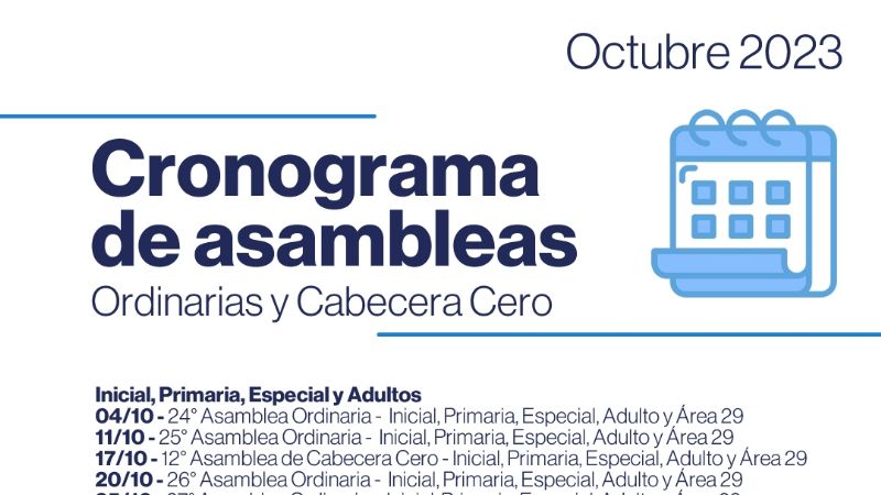 Cronograma de asambleas para el mes de Octubre
