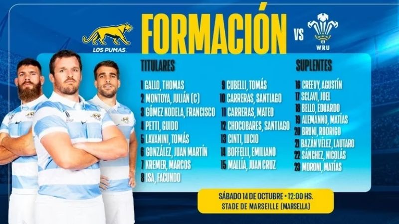 Los Pumas confirmaron la formación para Gales