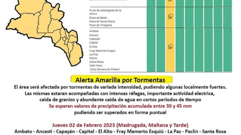 Alerta amarilla por tormentas