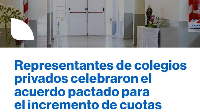 El aumento de la cuota en colegios privados será del 30 por ciento
