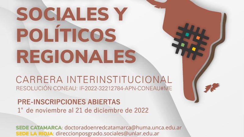 Preinscripciones para Doctorado en Estudios Sociales y Políticos Regionales