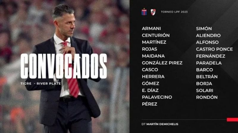 River repite el plantel para el sábado ante Tigre