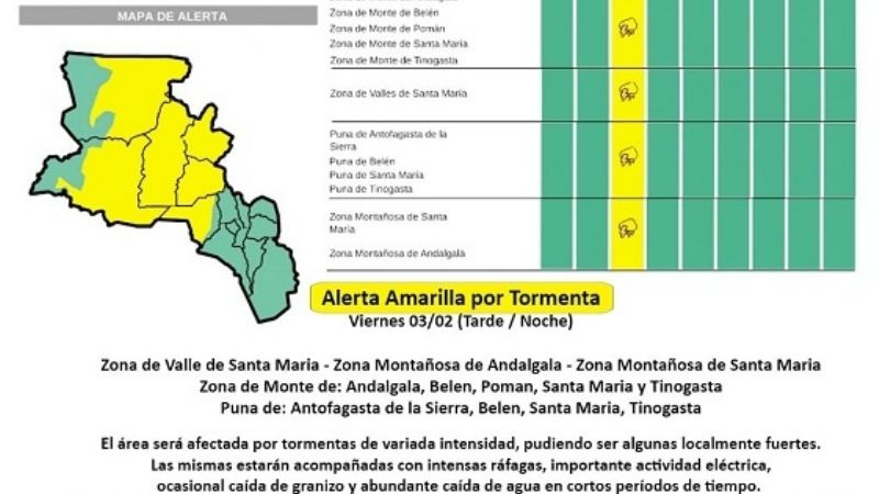 Nueva alerta amarilla por tormentas para el Oeste