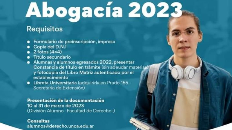Continúan las preinscripciones para la carrera de Abogacía