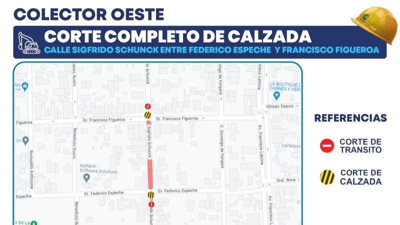 Por arreglos, estas calles estarán cortadas hasta el día viernes 3