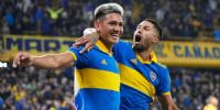 EUFÓRICO FESTEJO de Boca tras el gol de Varela que le dio el triunfo a Boca, ante Pereira de Colombia.