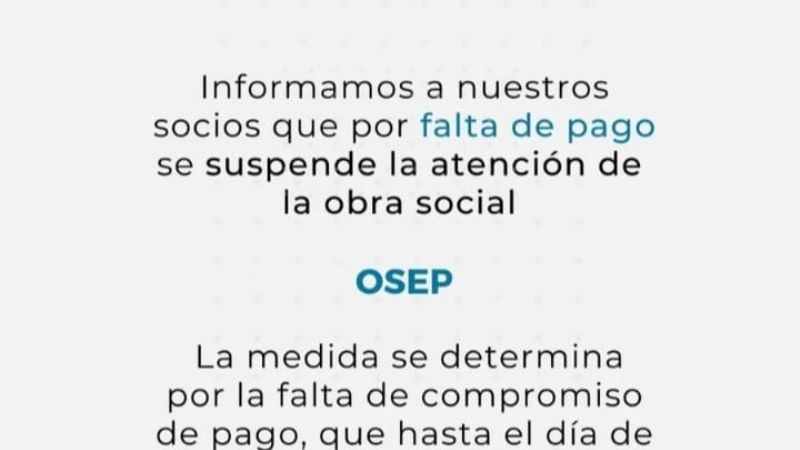 Circulo Odontológico suspendió atención de OSEP