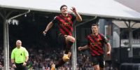 JULIÁN ÁLVAREZ festeja un gol durante el partido que disputan Fulham y Manchester City.