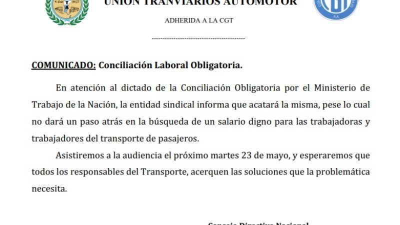 Dictan la conciliación obligatoria y se suspendió el paro de transporte