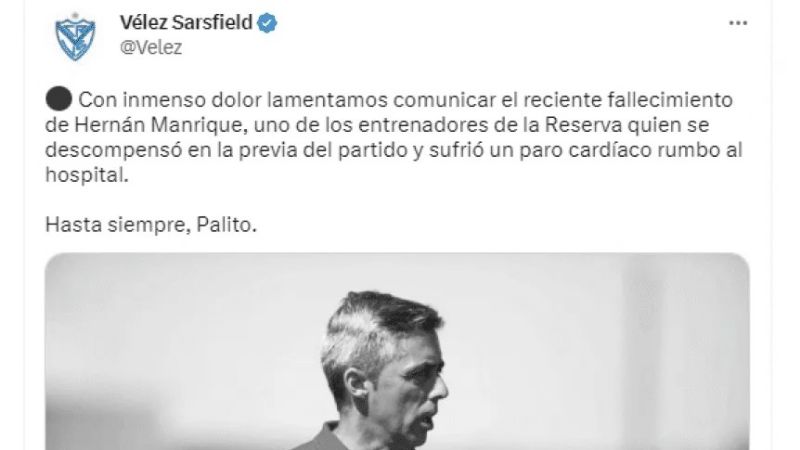 Conmoción en el fútbol por la muerte de un DT de VéleZ