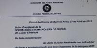 LA COMUNICACIÓN OFICIAL del Consejo Federal otrogan dos plazas para el TRFA a la Federación Catamarqueña de Fútbol.