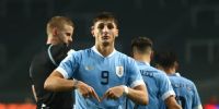 Andrés Ferrari festeja su gol que aportó en el 4-0 de Uruguay ante Irak 