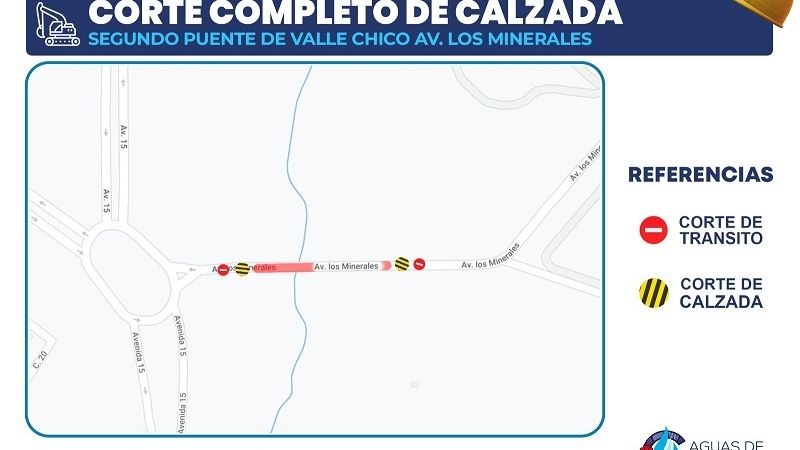 Corte de tránsito por obra de agua