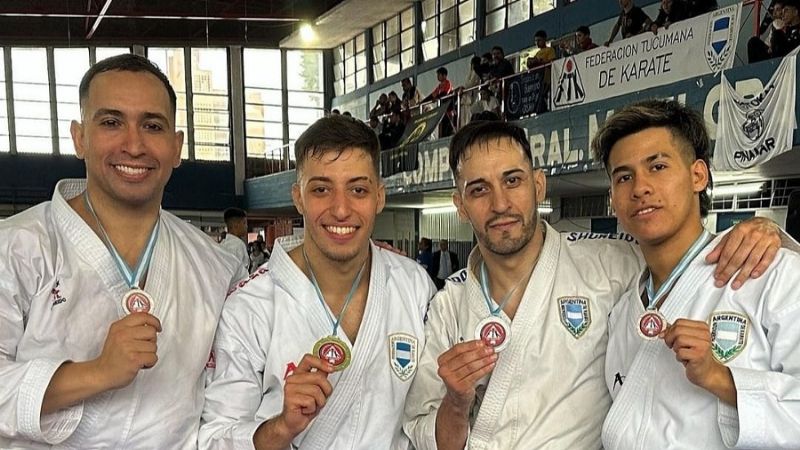 Podio de Walter Carrizo en el Nacional de Karate