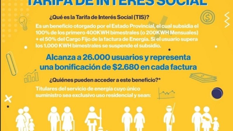 Tarifa de Interés Social en el Norte y Valle Viejo