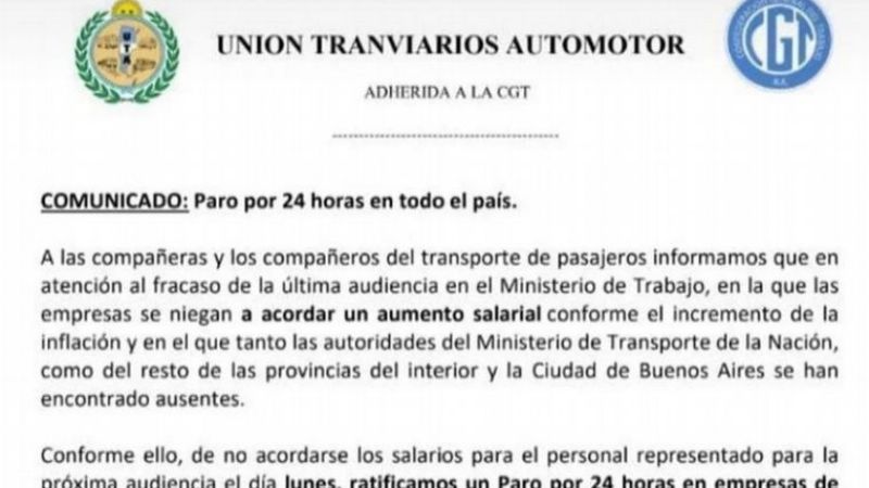 Mañana miércoles se normaliza el transporte público