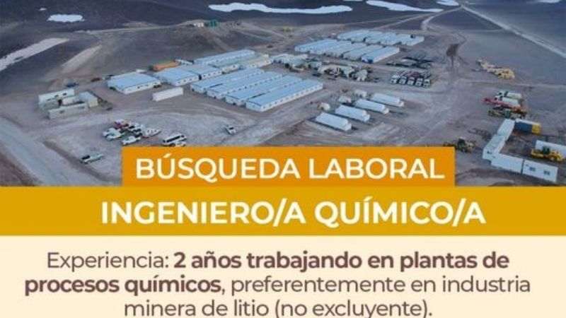 Minera china ofrece trabajo en Catamarca
