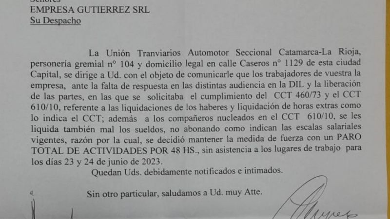 Trabajadores de la empresa Gutierrez, a paro por 48 horas