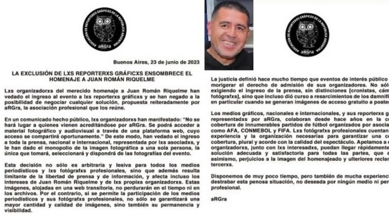 Fotógrafos cuestionaron la despedida de Riquelme