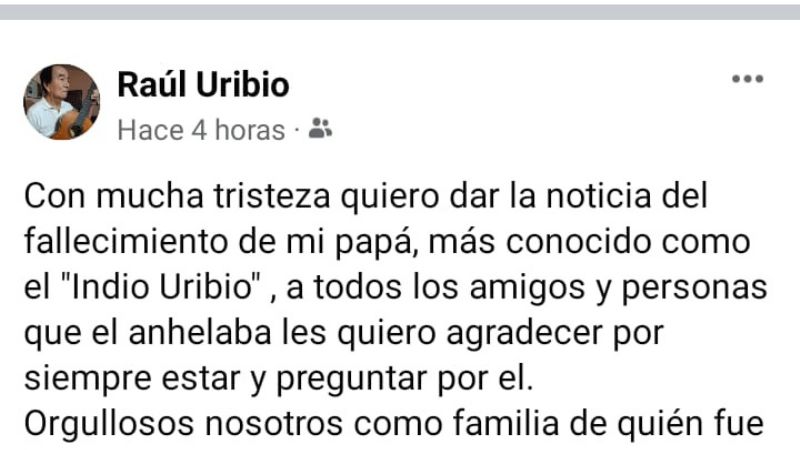El folclore y la cultura de Catamarca lloran al "Indio" Uribio
