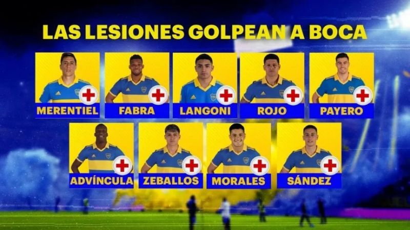 Un equipo completo de lesionados tiene Boca