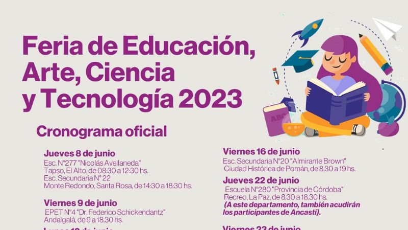 Cronograma oficial de la Feria de Educación, Arte, Ciencia y Tecnología 2023