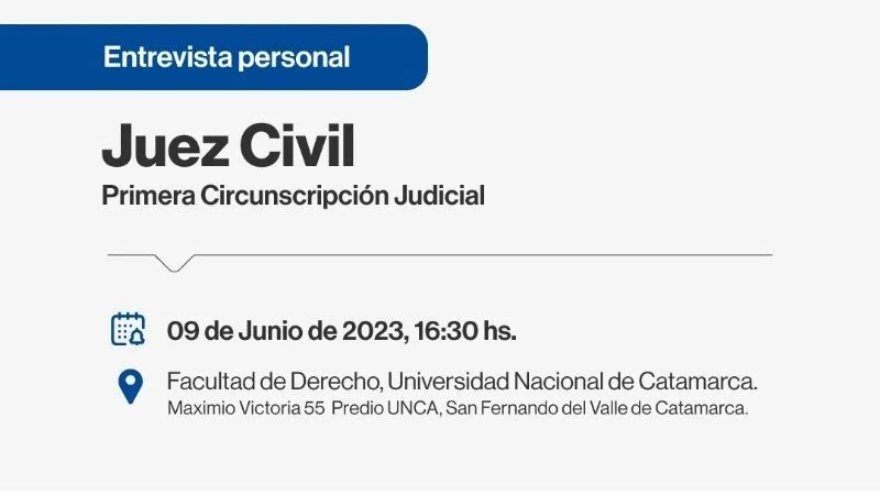Convocan a asociaciones y comunidad a la entrevista personal para selección de juez/a Civil