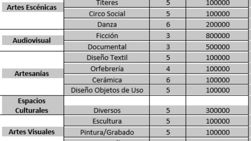 Premios en dinero para la promoción artística y cultural