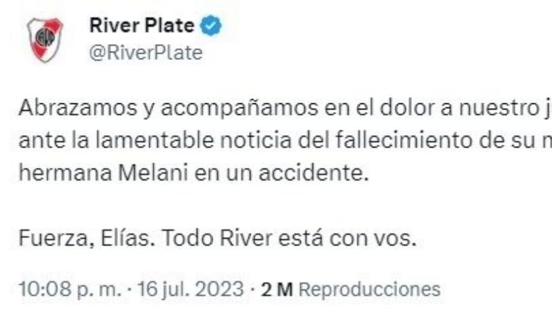 Duelo en River por la muerte de la madre y la hermana de Elías Gómez