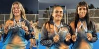 Milagros Romero, Fiamma Córdoba y Keyla Rodríguez, tres de las jugadoras catamarqueñas distinguidas en Santiago.