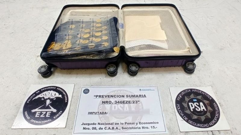 La PSA secuestró casi 6 kilos de oro a una pasajera en Ezeiza